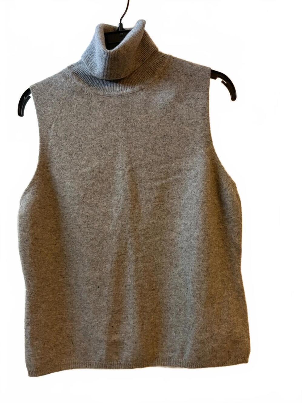 Valerie Stevens 100% Cashmere Sleeveless Turtleneck Sweater Vest Gray